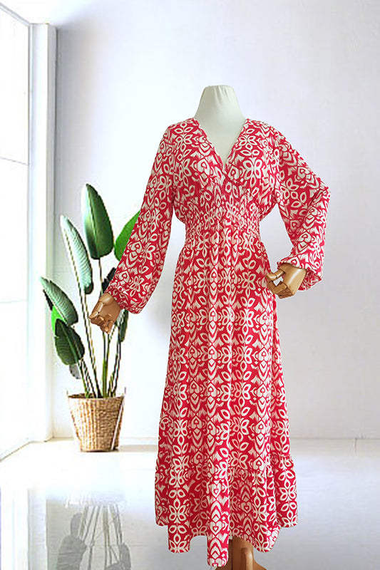 Aurora | V-Neck Printed Maxi Dress — Elegant Boho Summer Dress for Women