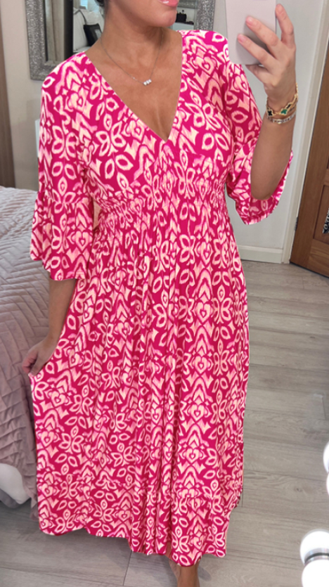 Aurora | V-Neck Printed Maxi Dress — Elegant Boho Summer Dress for Women