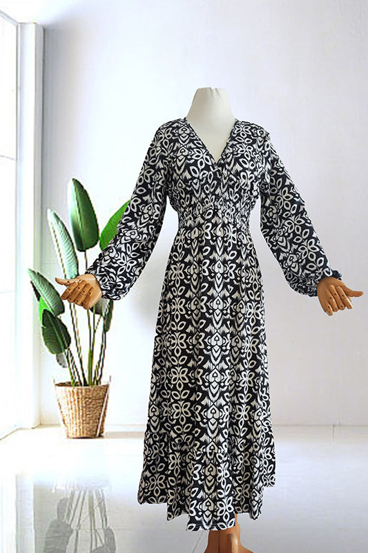 Aurora | V-Neck Printed Maxi Dress — Elegant Boho Summer Dress for Women