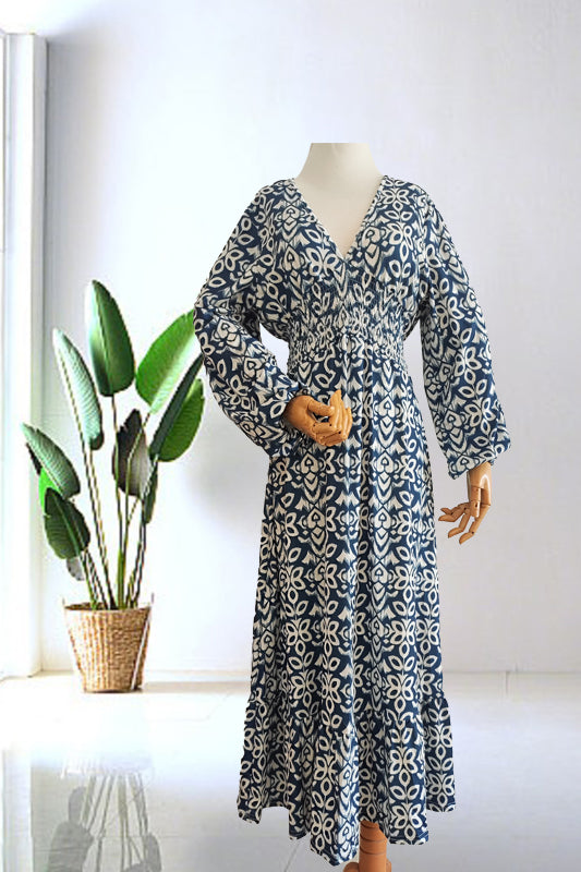 Aurora | V-Neck Printed Maxi Dress — Elegant Boho Summer Dress for Women