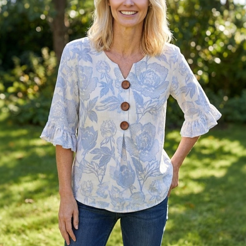 Vintage Floral Print Blouse