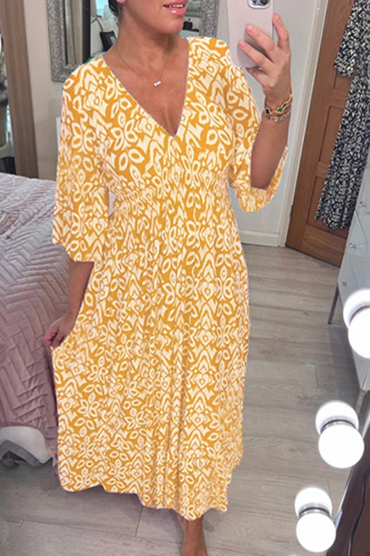 Aurora | V-Neck Printed Maxi Dress — Elegant Boho Summer Dress for Women