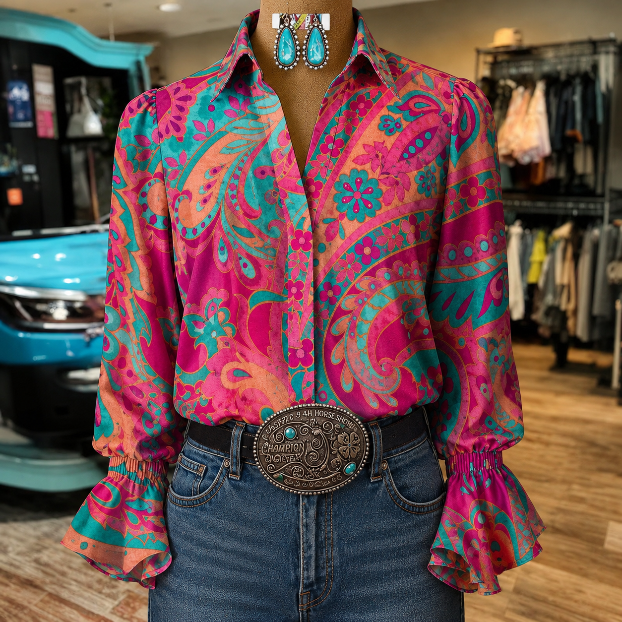 Vintage Floral Print Blouse