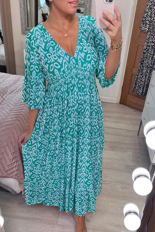 Aurora | V-Neck Printed Maxi Dress — Elegant Boho Summer Dress for Women