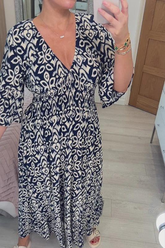 Aurora | V-Neck Printed Maxi Dress — Elegant Boho Summer Dress for Women