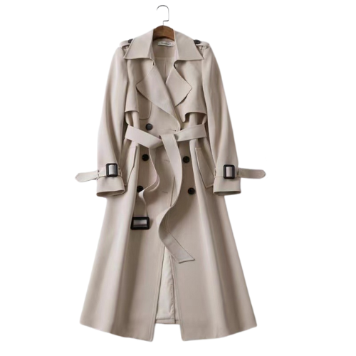 Elegant Double-Breasted Long Coat — Classic Winter Coat for Women