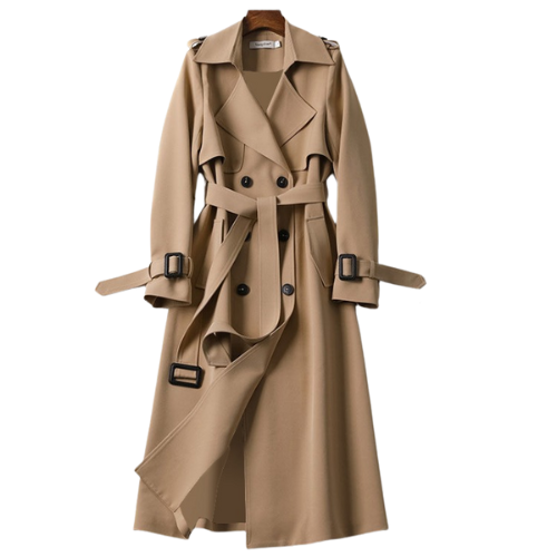 Elegant Double-Breasted Long Coat — Classic Winter Coat for Women