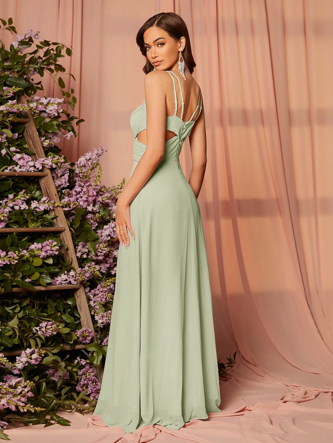 Elegant Criss-Cross Front Cami Bridesmaid Dress - Classic & Chic for Any Wedding