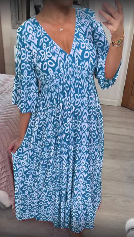 Aurora | V-Neck Printed Maxi Dress — Elegant Boho Summer Dress for Women