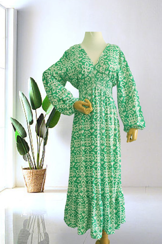 Aurora | V-Neck Printed Maxi Dress — Elegant Boho Summer Dress for Women