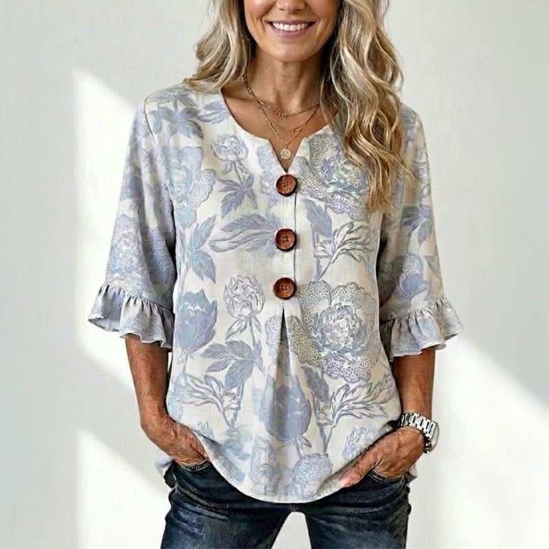 Vintage Floral Print Blouse