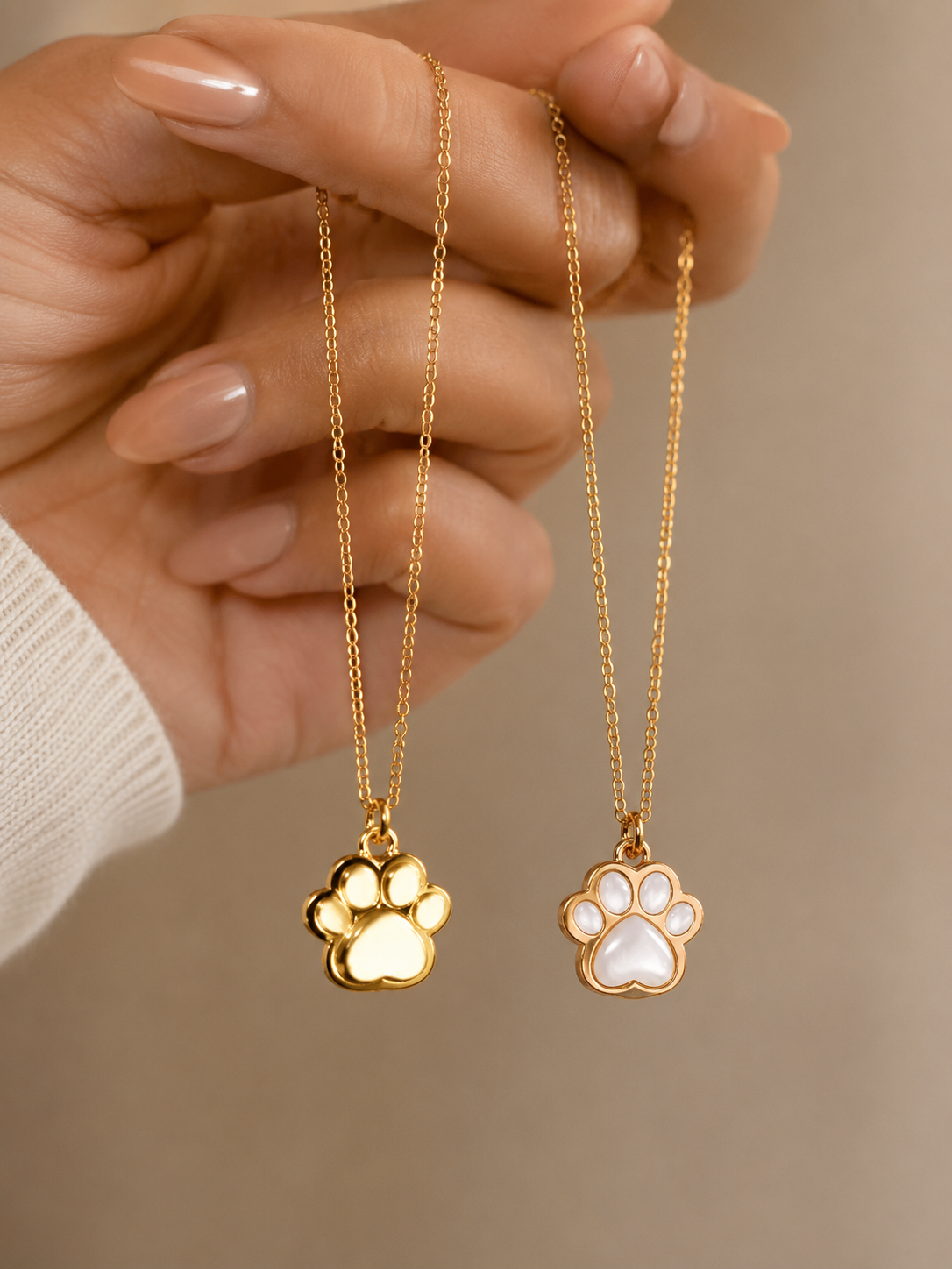 ZUMO | Paw Necklace — Gold, Rose Gold & Silver Cat Paw Pendant Necklace