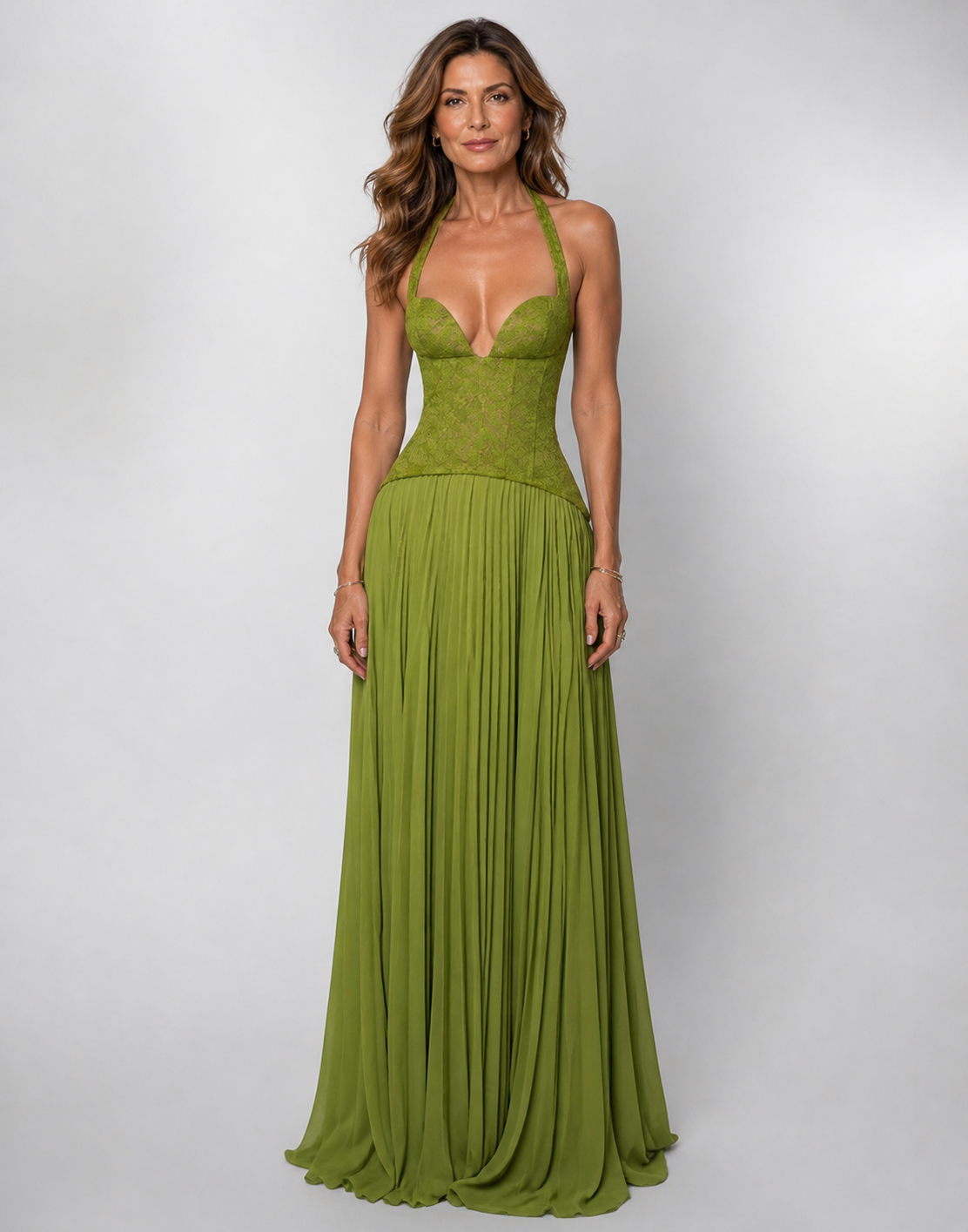 Emerald Aura Gown Halter Neck Maxi Dress