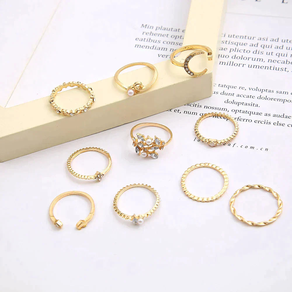 Evelyn | 10 Pack of Bohemian Silver and Gold Plated Rings
