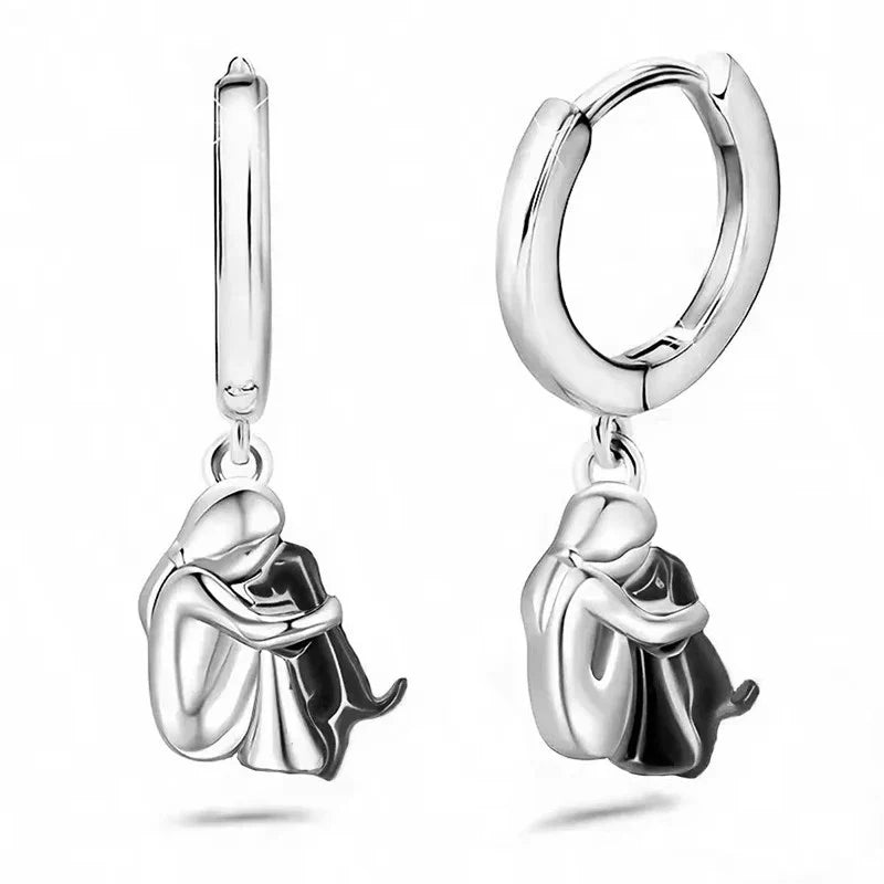 "Forever in Your Heart" Dog Hug Dangle Earrings