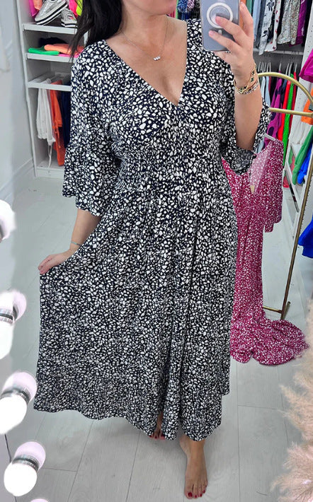 Aurora | V-Neck Printed Maxi Dress — Elegant Boho Summer Dress for Women