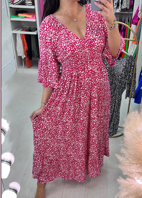 Aurora | V-Neck Printed Maxi Dress — Elegant Boho Summer Dress for Women