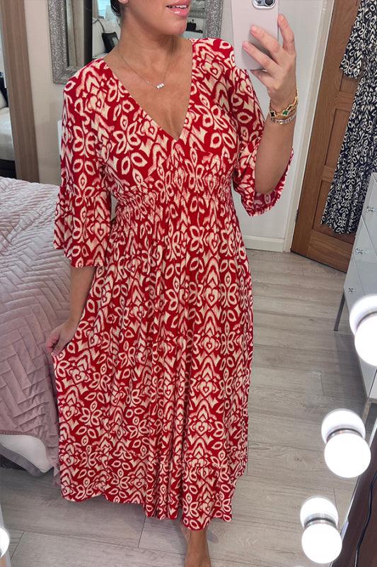 Aurora | V-Neck Printed Maxi Dress — Elegant Boho Summer Dress for Women
