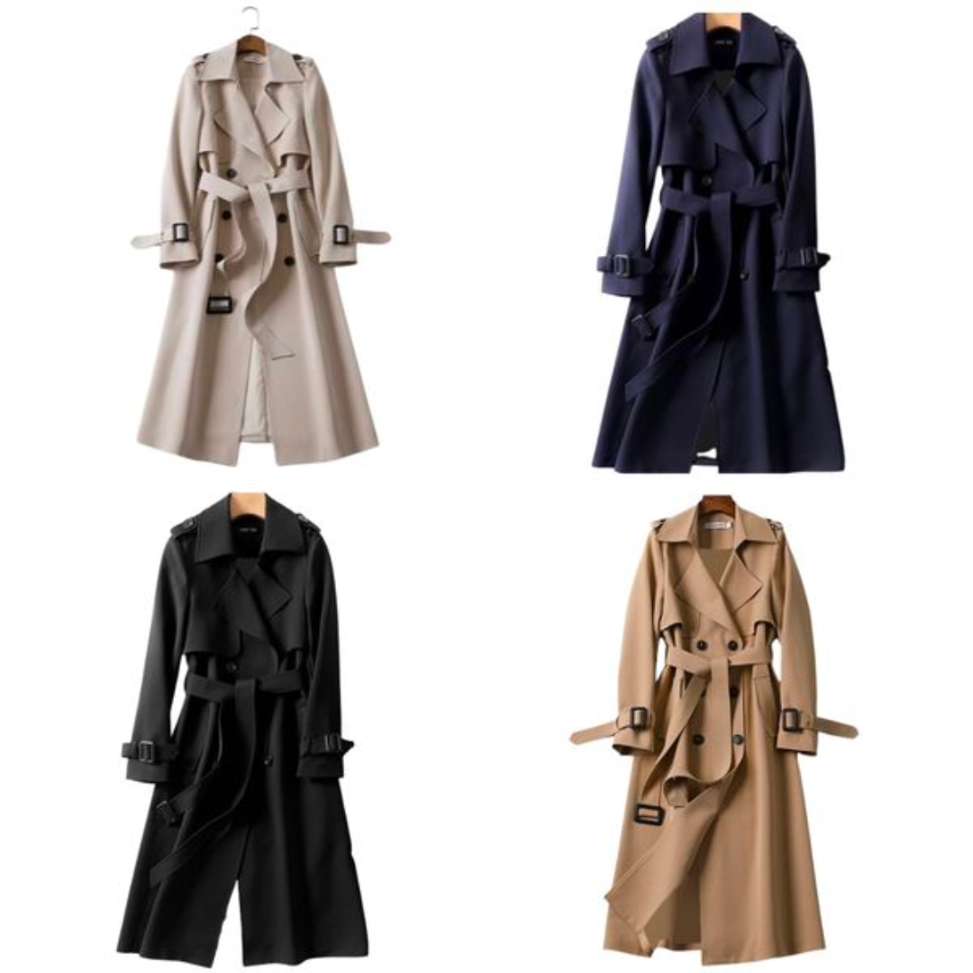 Elegant Double-Breasted Long Coat — Classic Winter Coat for Women